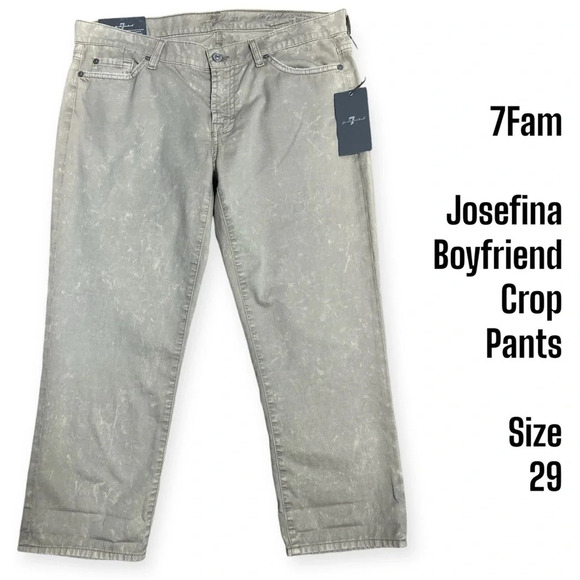 7 for all Mankind Josefina cropped slim boyfriend distressed khaki pants size 29 - Picture 1 of 10